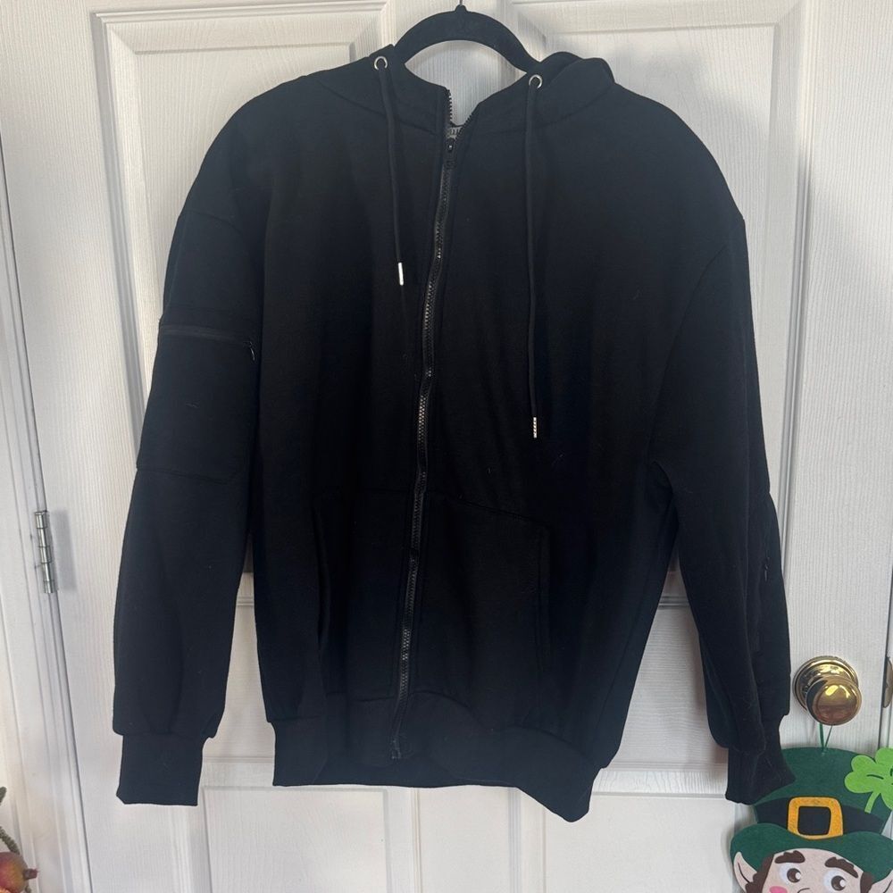 Unisex Black Hoodie with eye mask and multiple pockets - NWT